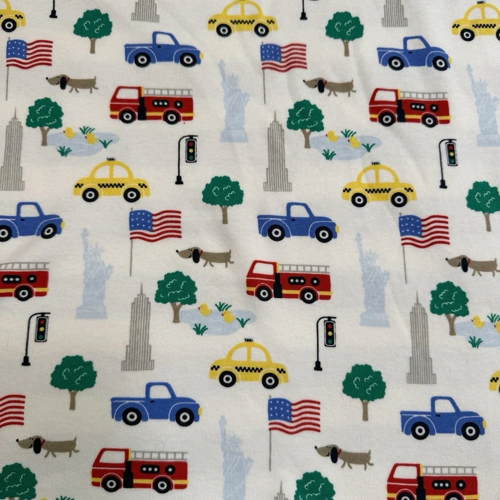 Starting Out Baby Blanket Blue Stripes Reversible Fire Truck NY America Flag